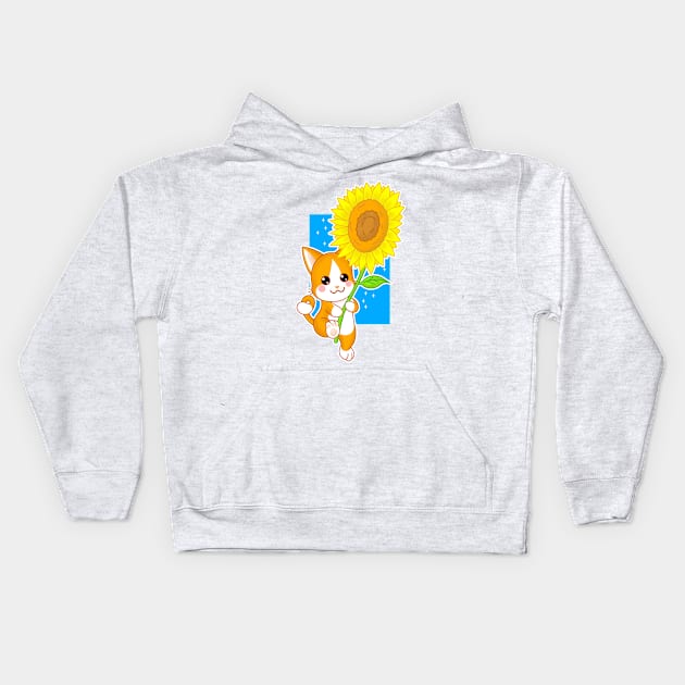 Cat Flower Kids Hoodie by dhemsifree